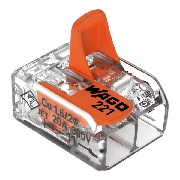 Wago Conector De Empalme Eléctrico De Palanca 2 Polos Caja/50 pzas - Imagen 3