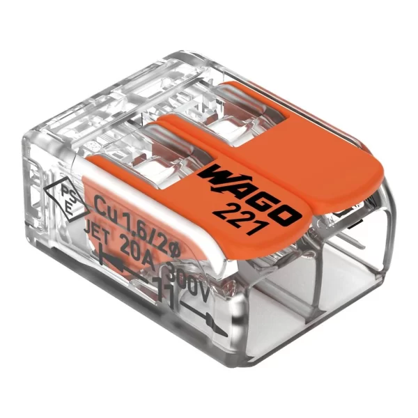 Wago Conector De Empalme Eléctrico De Palanca 2 Polos Caja/50 pzas